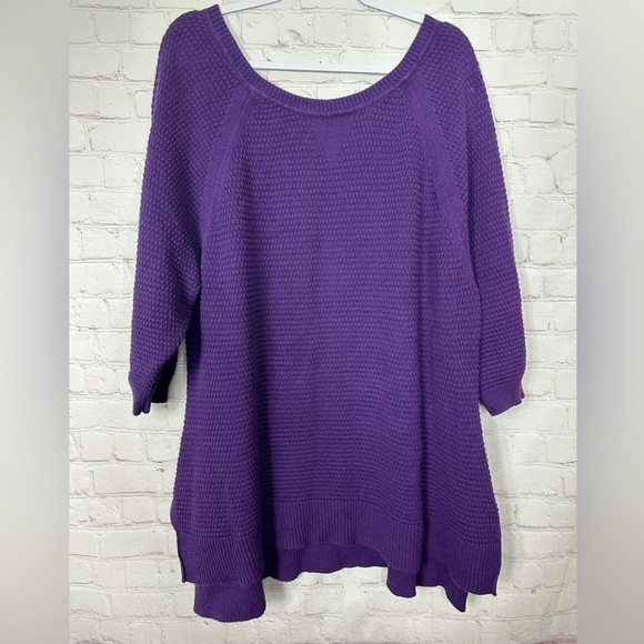 Lane Bryant‎ Womens purple back button tunic short sleeve sweater sz 22 24 GUC - Picture 1 of 6